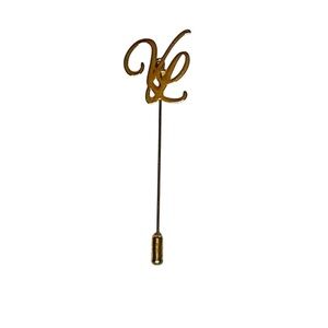 Gold Monogram VL / LV Stick Pin - Luxury Initial Brooch Accessory